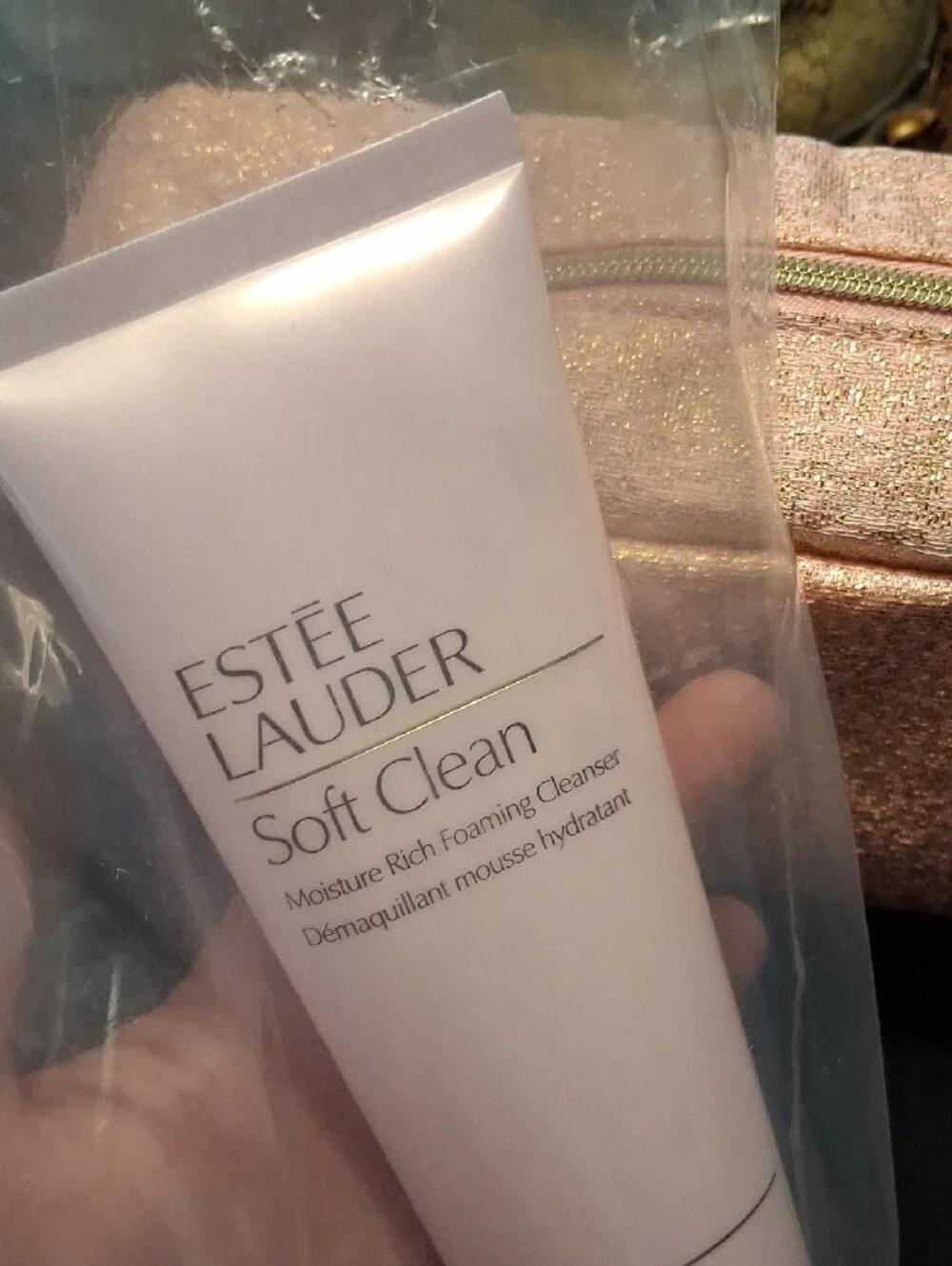 Estee Lauder Soft Clean Moisture Rich Foaming Cleanser & Cosmetic Bag